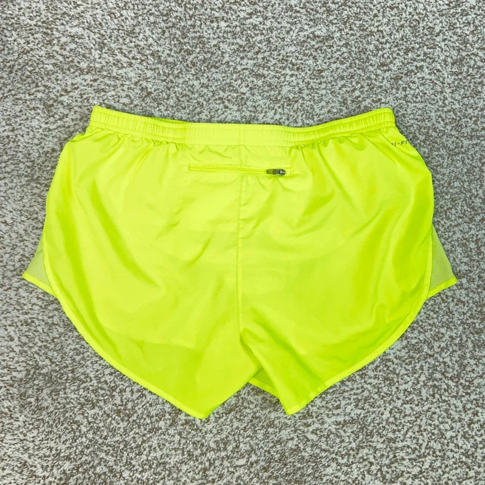Nike Shorts Womens Medium Neon Yellow Dri-FIT Running Athletic Lined Workout